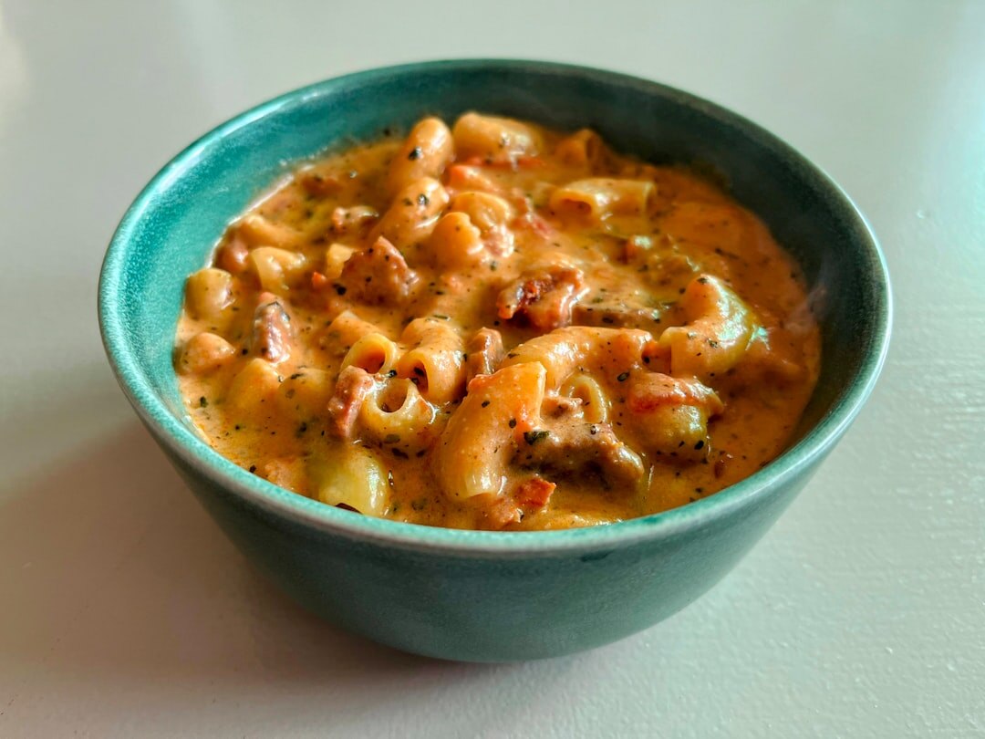Bowl of traditional Czech goulash with bread dumplings