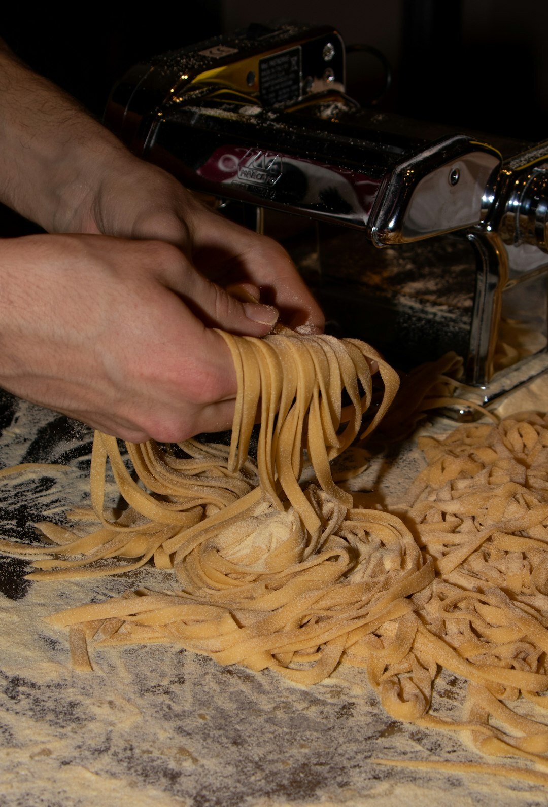 making fresh pasta dough by hand