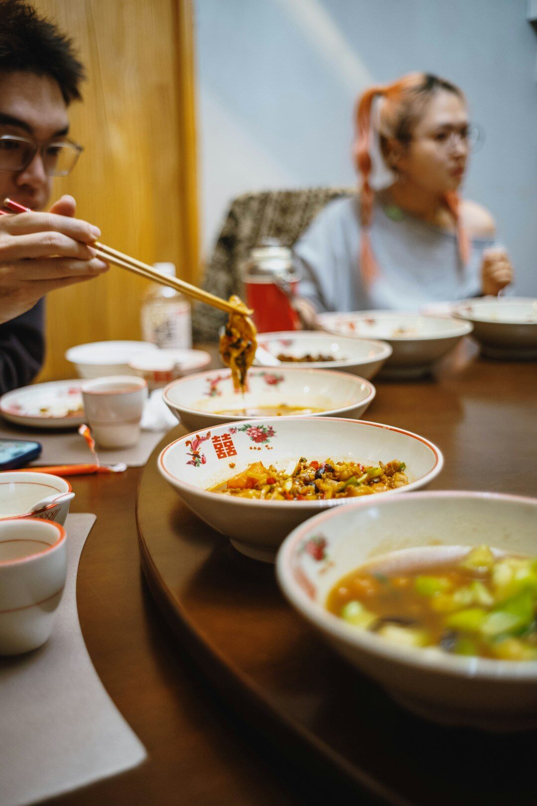 family dinner table with healthy food